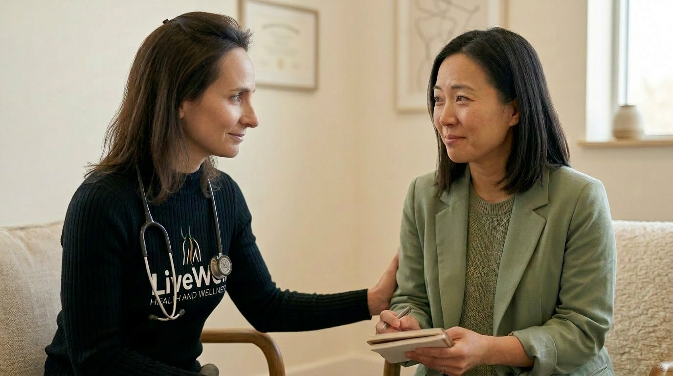 Two people hugging with delight — the kind of welcome you get at LiveWell